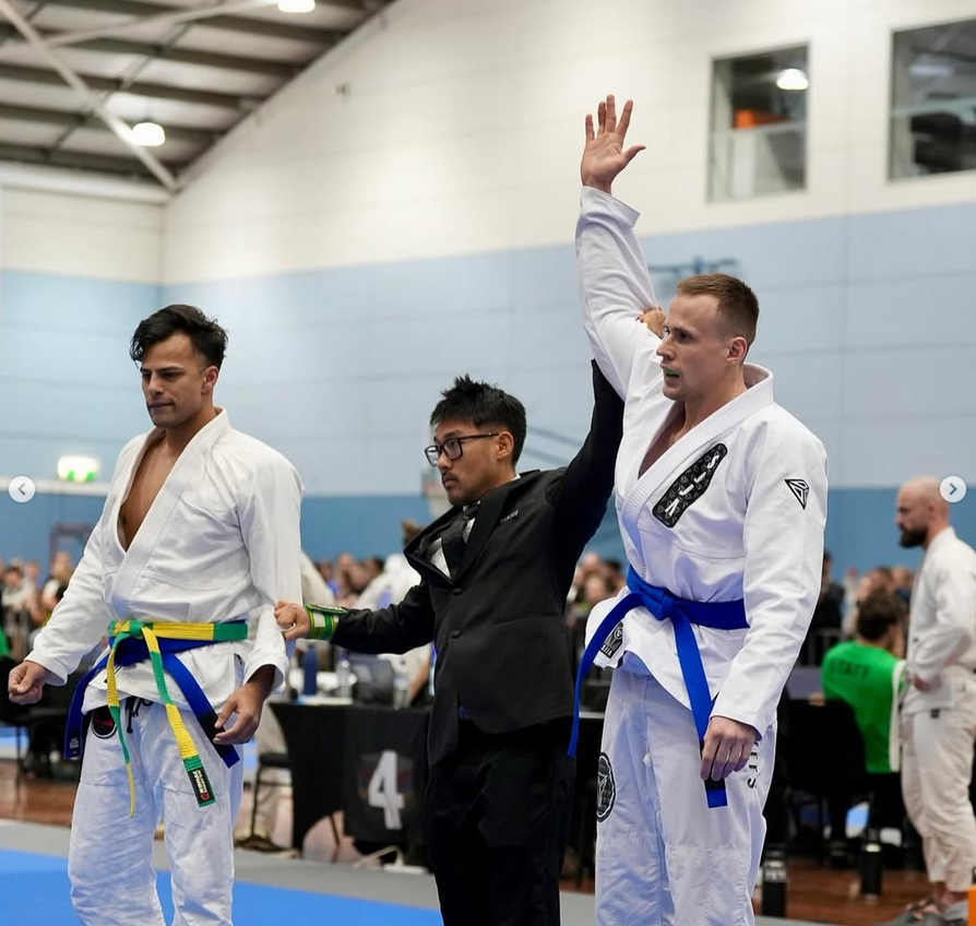 Fraser Angus after a Brazilian Jiu-Jitsu competition win
